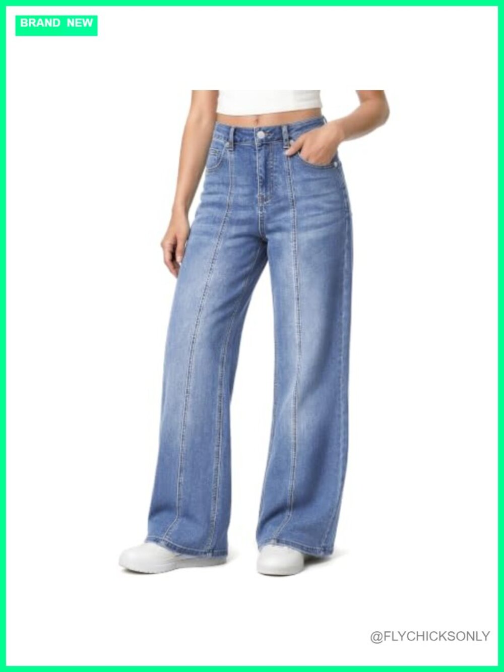 Women's High Waisted Wide Leg Flare Jeans Stretch Denim Pants